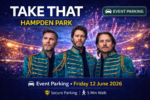Take That parking at Hampden Park Stadium Glasgow 12 June 2026